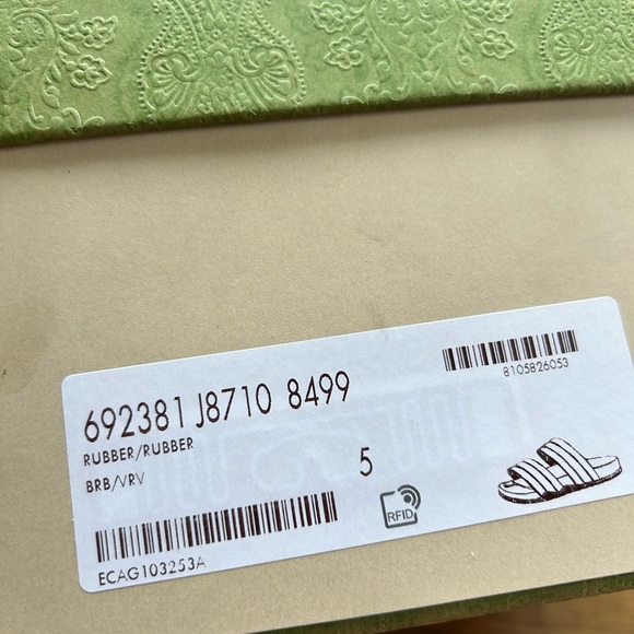 NWT Authentic Gucci Signature Green/Blue/Red Double Web Slippers Men 5 Women 8 - Picture 7 of 7